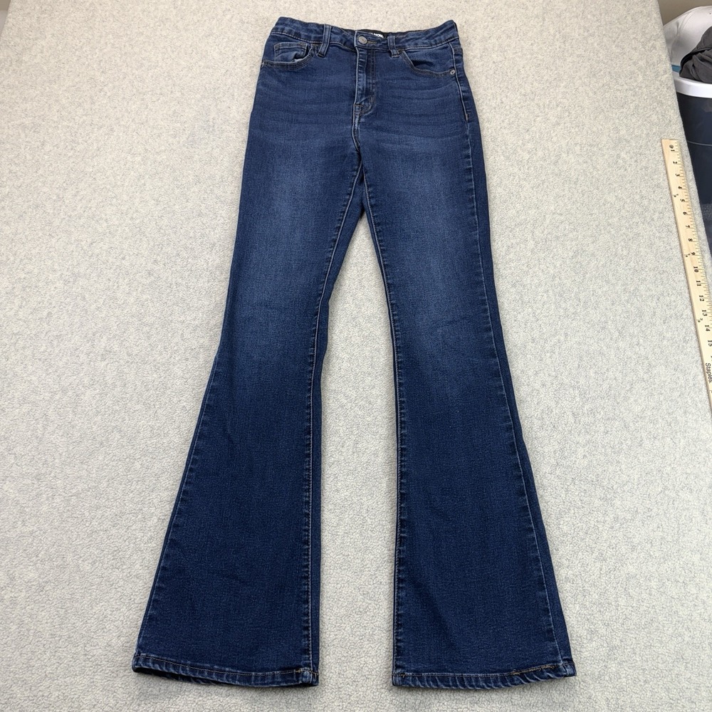 Fashion Nova Women's Size 7 Dark Wash High-Rise Flare Jeans Stretch Denim